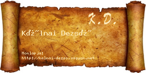 Kálnai Dezső névjegykártya